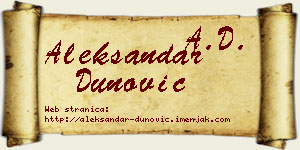 Aleksandar Dunović vizit kartica